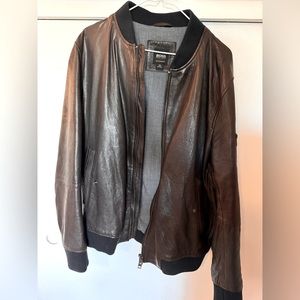 Hugo boss leather bomber jacket